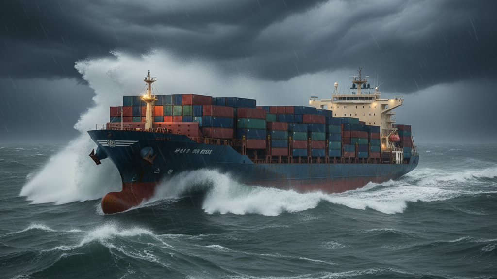Cargo ship at sea