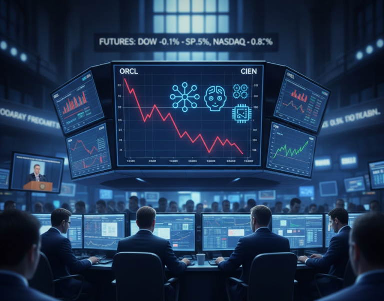Oracle’s AI Spending Shocks Futures: U.S. Stocks Point Lower As Fed Cut Collides With Tech Jitters