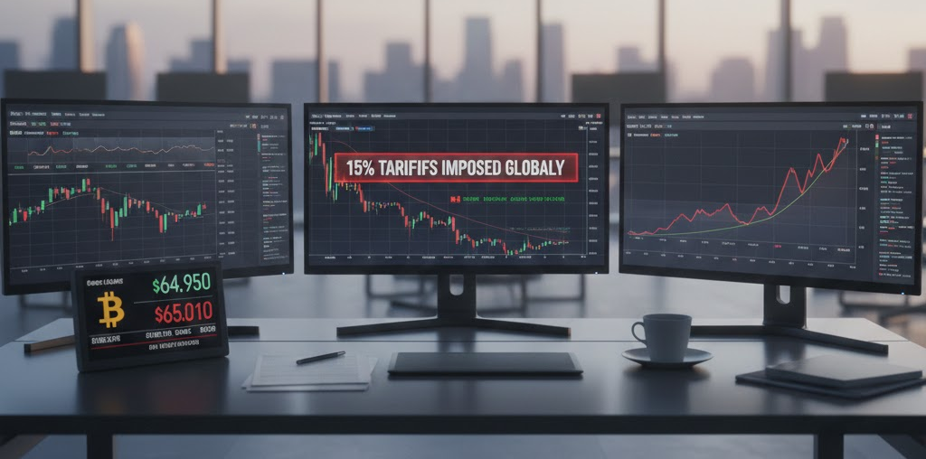 Stock Futures Slide Overnight on 15% Tariff Uncertainty, Gold Hits a Three-Week High, Bitcoin Dips Below $65K